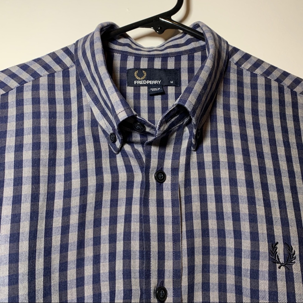 Fred Perry Gingham Check Button Down Collar Medium